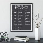 Poster con il codice Morse internazionale, ideale come decorazione scientifica per ambienti educativi o studi di scienze.