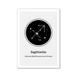 Sagittario simbolo zodiacale con costellazioni e stelle, perfetto come decorazione scientifica o regalo astrologico.