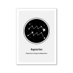 Simbolo dell'Acquario con costellazioni e stelle, rappresenta il segno zodiacale Acquario, noto per essere progressista, originale e indipendente.