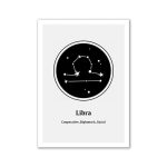 Simbolo della Bilancia con stelle e linee che rappresentano l'astrologia, ideale come decorazione scientifica o simbolo zodiacale per ambienti educativi o di design.