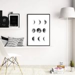 Pannello decorativo con fasi lunari e oggetti scientifici, ideale per arredare ambienti con stile moderno e scientifico. Decorazione murale elegante e originale per appassionati di astronomia e scienz.