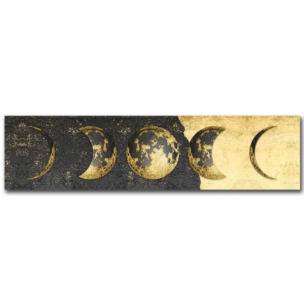 Rappresentazione artistica delle fasi lunari e della Terra in stile vintage, con dettagli realistici e colori contrastanti, ideale come decorazione scientifica.