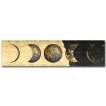 Rappresentazione artistica delle fasi lunari con effetto vintage, mostra le diverse fasi della Luna in un design decorativo e storico. Perfetto come decorazione scientifica o da collezione.