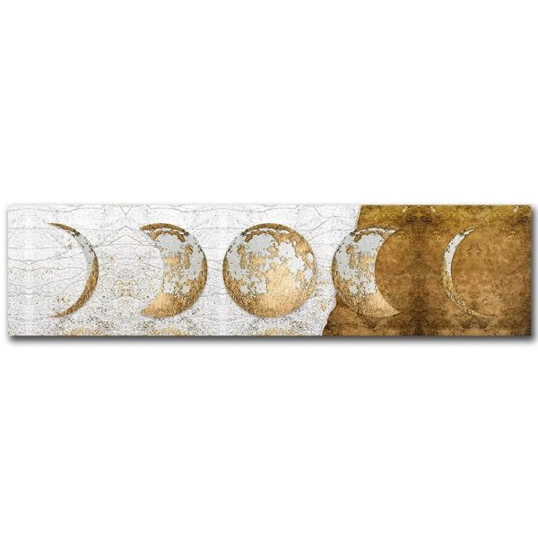 Mappa delle fasi lunari in stile vintage, decorazione artistica con dettagli delle diverse fasi della luna su sfondo retrò.