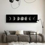 Quadro decorativo con le fasi lunari, perfetto per appassionati di astronomia e decorazioni scientifiche, da appendere in soggiorno o studio.