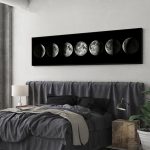 Decorazione murale con sequenza delle fasi lunari, perfetta per ambienti moderni e studi scientifici, aggiunge un tocco cosmico alla stanza.