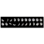 Sequenza di fasi lunari che mostra le diverse fasi della luna, dalla luna nuova alla luna piena, in un'immagine panoramica.