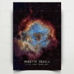Nebulosa di Rosette, immagine di un'area spaziale distante, perfetta come decorazione scientifica per appassionati di astronomia e scienza.