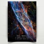 Immagine di una nebulosa colorata con filamenti di gas e polvere cosmica, rappresentando un'area di formazione stellare nello spazio profondo.
