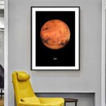 Poster di Marte con dettagli realistici, decorazione scientifica per appassionati di astronomia e spazio, ideale per arredare ambienti con tema spaziale.