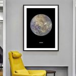 Poster di Mercurio, pianeta del sistema solare, ideale come decorazione scientifica per ambienti educativi o moderni.