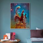 Immagine di una nebulosa colorata di Carina con dettagli di stelle e gas interstellare. Perfetta come decorazione scientifica per appassionati di astronomia e spazio.