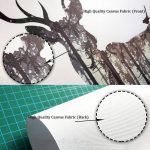 Dettaglio di decorazione murale con tessuto canvas di alta qualità, frontale e posteriore, con design astratto e dettagli intricati, ideale per ambienti scientifici o moderni.