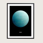 Poster di Uranus, pianeta del sistema solare, con dettagli artistici e scientifici.