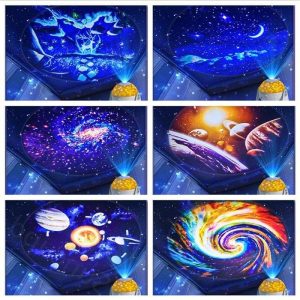 Proiezione di stelle e galassie su parete o soffitto.