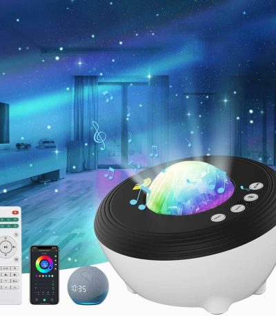 Vassoio musicale con proiettore di stelle, luci colorate e altoparlante, ideale per decorazioni scientifiche e ambienti rilassanti. Perfetto per creare atmosfere magiche e stimolare l'immaginazione.