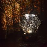 Lampada decorativa a forma di dodecaedro con effetto stellato, perfetta per ambienti scientifici o decorativi, crea un'atmosfera magica e affascinante.