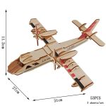 Modellino di aereo in legno con dettagli realistici, perfetto come decorazione scientifica o giocattolo educativo, misura 31x27x11.2 cm.