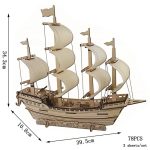 Nave in legno con vele in miniatura, decorazione scientifica e oggetto da collezione, perfetta come decorazione per appassionati di storia e modellismo navale.