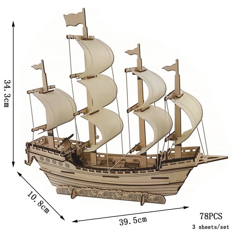 Nave da guerra in legno con vele in miniatura Nave in legno con vele in miniatura, decorazione scientifica e oggetto da collezione, perfetta come decorazione per appassionati di storia e modellismo navale.