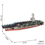 Modello di nave scientifica in miniatura con dettagli complessi, dimensioni 51x13x31,7 cm, perfetto come decorazione educativa o oggetto da collezione.