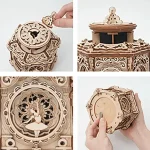 Orologio in legno decorativo con design scientifico, perfetto come oggetto decorativo o regalo originale. Realizzato a mano con dettagli intricati e materiali di alta qualità.