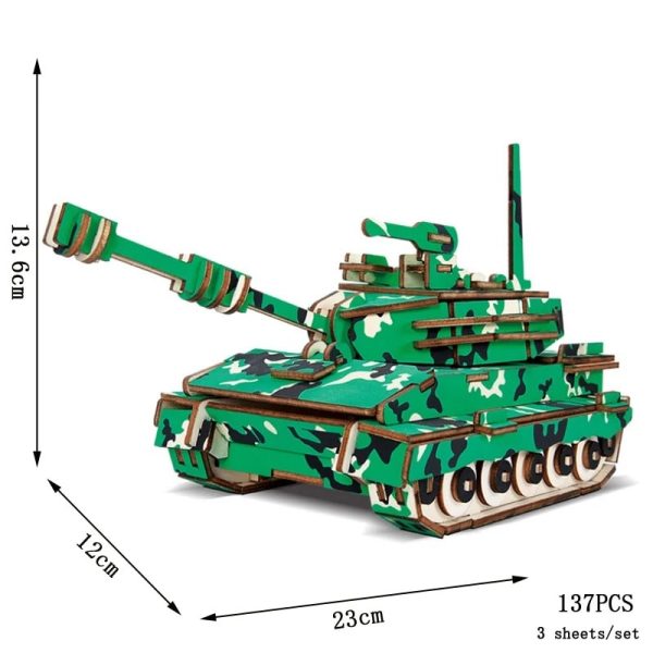 Carro armato in cartone 3D decorativo, perfetto come oggetto scientifico e decorazione originale, misura 13.6 cm in altezza, 23 cm in lunghezza, e 12 cm in profondità.