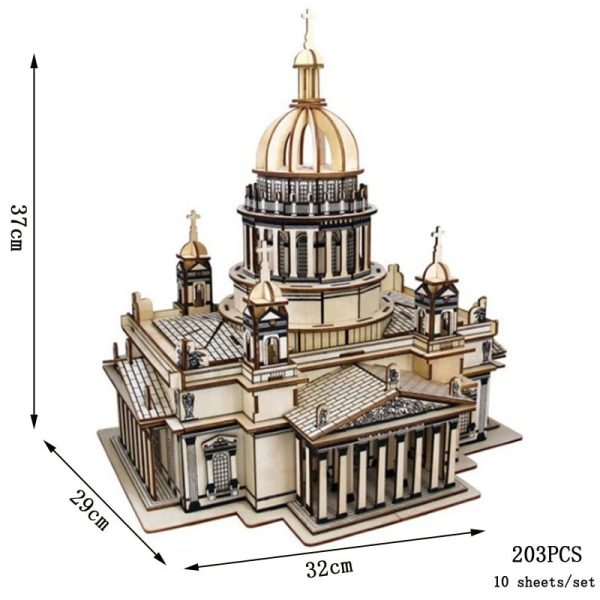 Modello in legno della Basilica di San Pietro, puzzle 3D dettagliato, oggetto decorativo scientifico e artistico, perfetto come regalo o decorazione da collezione.