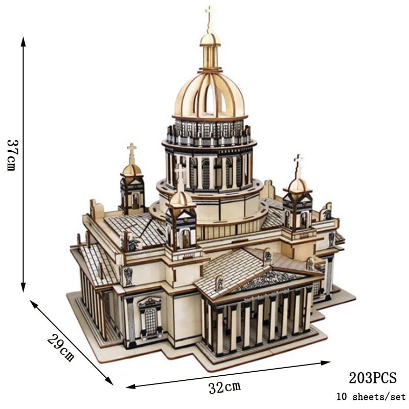 Vatican Basilica in Legno 3D Puzzle Modello in legno della Basilica di San Pietro, puzzle 3D dettagliato, oggetto decorativo scientifico e artistico, perfetto come regalo o decorazione da collezione.
