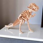 Modello di dinosauro T-Rex in legno 3D, decorazione scientifica educativa e decorativa, perfetta per appassionati di paleontologia e scienza.