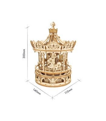 Albero di Natale decorativo in legno a forma di carosello, perfetto come decorazione natalizia originale e artigianale, altezza 300mm.