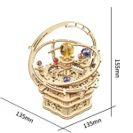 Modello di Orrery in legno e metallo, rappresentazione di un sistema solare in miniatura, perfetto come decorazione scientifica e oggetto da collezione.