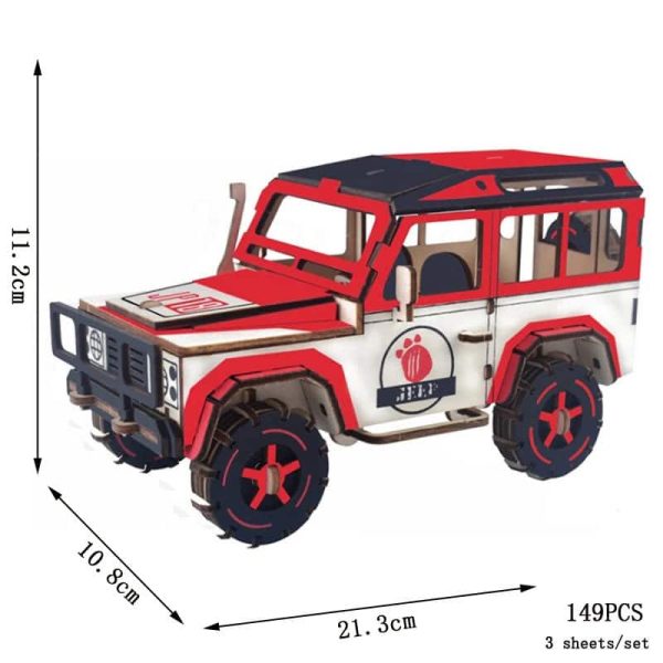 Auto in legno con dettagli scientifici e design realistico, perfetta come decorazione o giocattolo educativo, alta circa 11,2 cm, ideale per appassionati di scienza e modellismo.