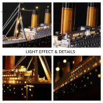 Nave in miniatura con dettagli luminosi e effetti di luce realistici, perfetta come decorazione scientifica o oggetto da collezione.