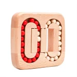 Gioco in legno con biglie rosse e bianche, oggetto decorativo scientifico, perfetto per appassionati di scienza e decorazioni educative.