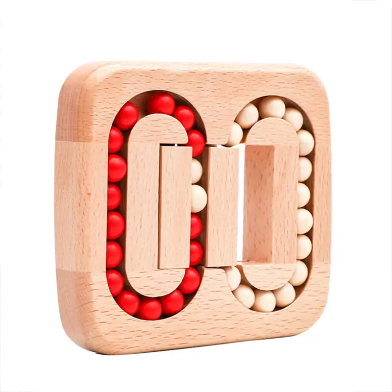 Gioco in legno con biglie rosse e bianche, oggetto decorativo scientifico, perfetto per appassionati di scienza e decorazioni educative.