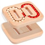 Calcolatrice abaco in legno con palline bianche e rosse, perfetta come decorazione scientifica e giocattolo educativo.