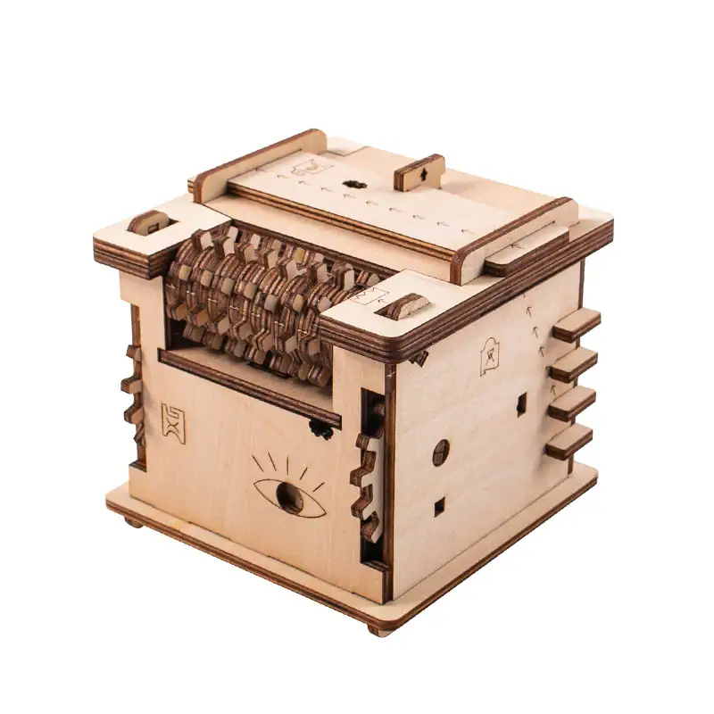 Punto 2: Modello di macchina di Turing in legno, perfetto come decorazione scientifica o oggetto da collezione, con dettagli realistici e ingranaggi mobili.