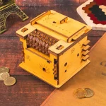 Pianoforte meccanico in legno 3D, oggetto decorativo e da collezione ispirato alla musica e alla meccanica, perfetto per appassionati di oggetti scientifici e decorativi.