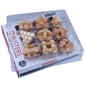 Puzzle in legno con forme geometriche e figure 3D per bambini e adulti.