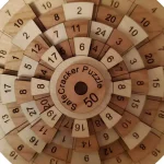 Puzzle di numeri in legno per giochi e decorazioni scientifiche, con design dettagliato e colori naturali.