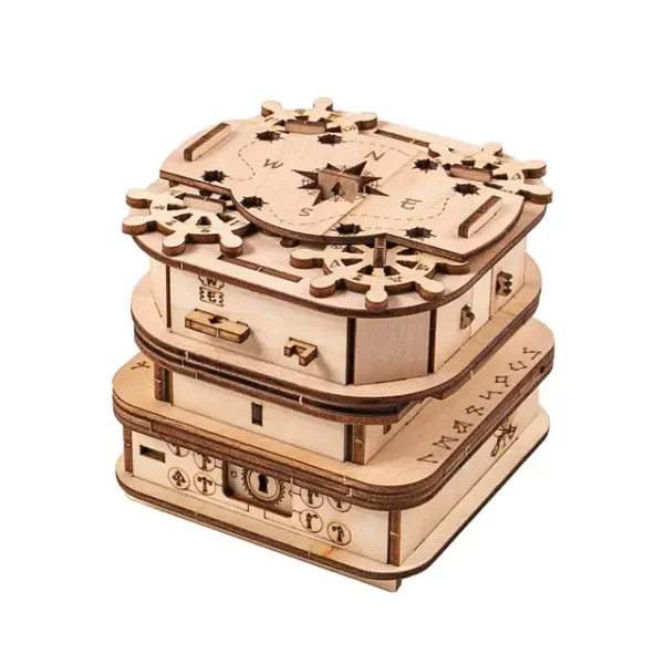 Orologio puzzle in legno, decorazione scientifica, perfetto come oggetto di arredamento o regalo originale. Design dettagliato con numeri e simboli, ideale per appassionati di scienza e ingegneria.