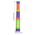 Penne telescopiche scientifiche colorate, perfette per esperimenti e decorazioni scientifiche, alte circa 31,5 cm, con sezioni colorate in viola, arancione e verde.