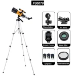 Telescopio astronomico con supporto, filtri, mirino e accessori per osservazioni celesti e astronomiche. Perfetto per appassionati e studenti di astronomia.