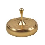 Pietra filosofale in ottone dorato, oggetto decorativo scientifico con manico, ispirato alle leggende alchemiche, perfetto come decorazione da scrivania o collezione.