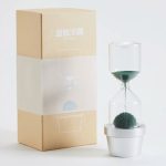 Piante succulente in clessidra con base bianca, decorazione scientifica moderna, perfetta come oggetto decorativo per ambienti di studio o ufficio.