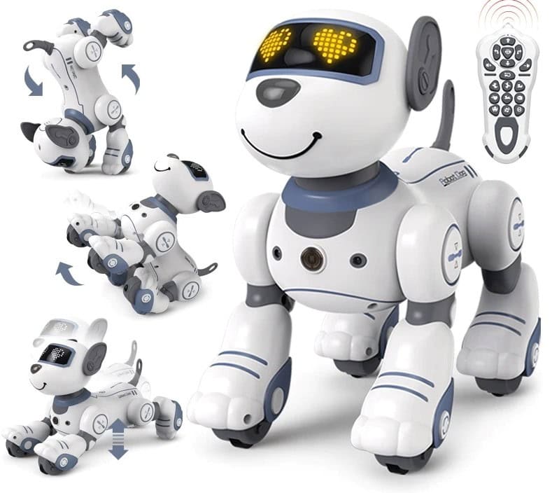 Robot educativo multifunzione con telecomando e modalità di movimento, ideale per l'apprendimento e il divertimento dei bambini, con funzioni di rotazione, avanzamento e interazione.