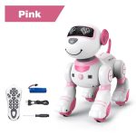 Robot giocattolo interattivo rosa con telecomando, perfetto per bambini, dotato di luci e suoni, ideale come decorazione scientifica e oggetto di gioco educativo.