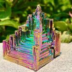 Vassoio decorativo in cristallo iridescente con forma a piramide, perfetto come oggetto decorativo o per esposizione.