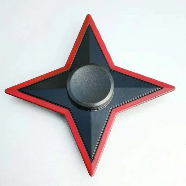 Punto di fuga ottico a forma di stella con superficie nera e bordo rosso, ideale come decorazione scientifica o oggetto da collezione.